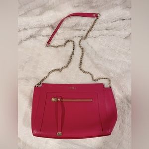 New FURLA genuine leather hot pink shoulder or crossbody bag - gorgeous color!